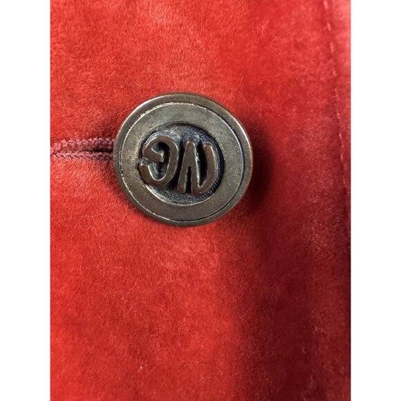 Vintage 70s Red Velvet Penny Lane Coat W/ Gold Embroidery & faux Fur Trim Hood - Picture 9 of 16